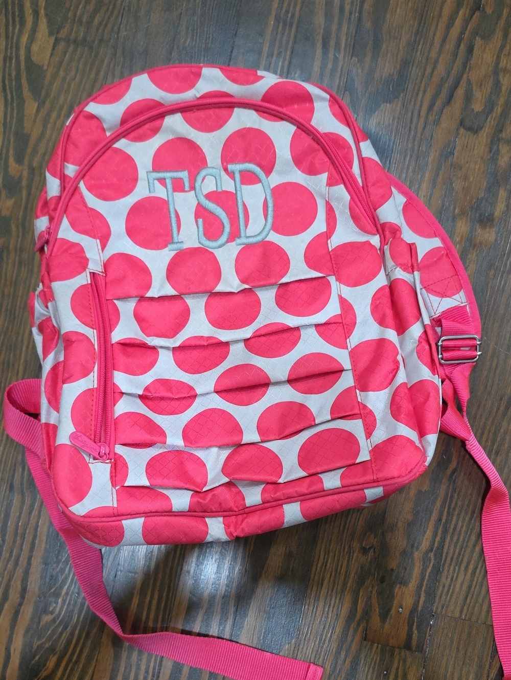 thirty-one Pink Polka Dot Kids Backpack with Monogram